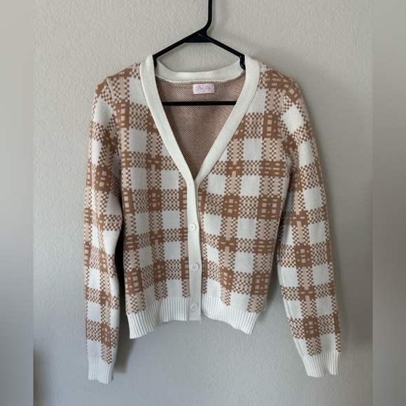 Pink Lily Sweaters - Pink Lilly Neutral Knit Cardigan Sweater